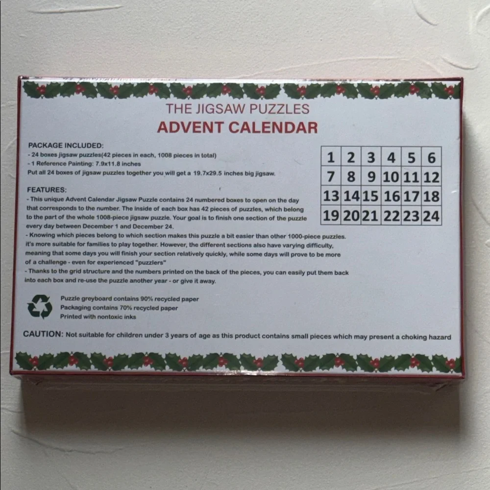 NWT 1008 Piece Jigsaw Puzzle Advent Calendar Holiday/Christmas